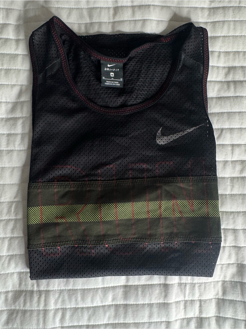 NIKE Black Mesh Tank with Green Stripe and Orange Accents - Picture 2 of 4